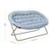 Flash Furniture Eleanor 56-in Portable Folding Double Saucer Chair w/2 Folding Ottomans, Aqua Faux Fur w/Gold Frame FV-FDS-001-2FR-DTAQ-SGD-GG - alternate 5